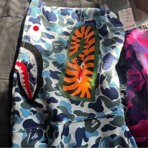 NWTs Blue Camo Shark Full Zip Up Hoodie